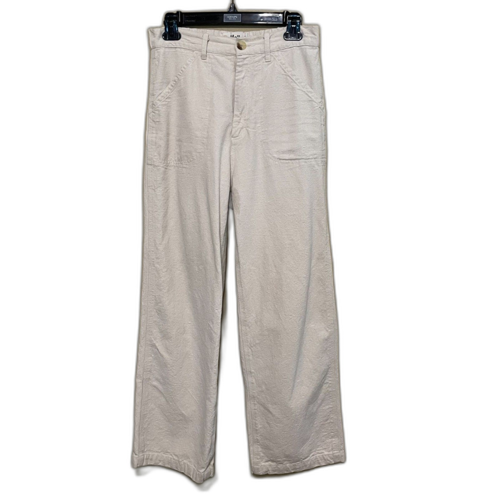 Mollusk California Cotton Cream Canvas Wide Leg High Rise Pants Womens Medium